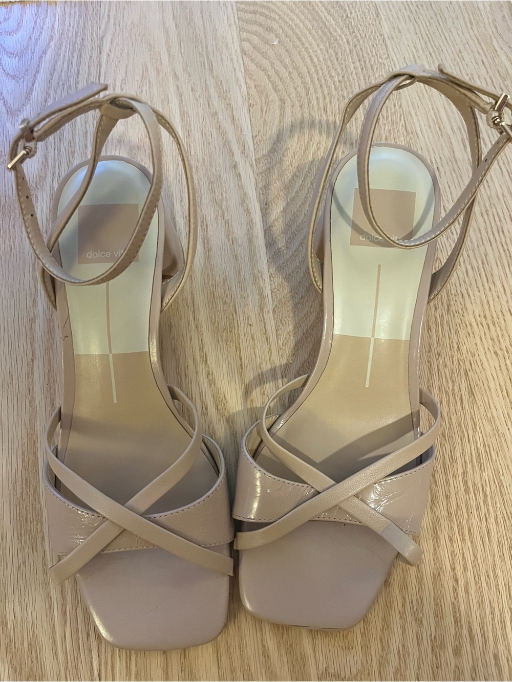Dolce Vita Blakly Beige Strappy Ankle-Heel Sandals